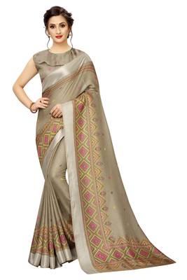 Chiku Woven Linen Saree With Blouse 1