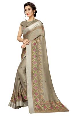 Chiku Woven Linen Saree With Blouse 2