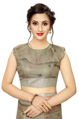 Chiku Woven Linen Saree With Blouse 3