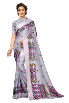 Grey Woven Linen Saree With Blouse 1