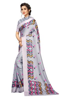 Grey Woven Linen Saree With Blouse 2