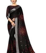 Black Woven Linen Saree With Blouse
