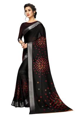 Black Woven Linen Saree With Blouse 2