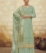 Light-green embroidered faux georgette salwar