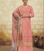 Pink embroidered faux georgette salwar