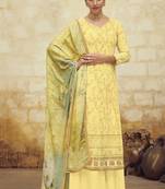 Yellow embroidered faux georgette salwar