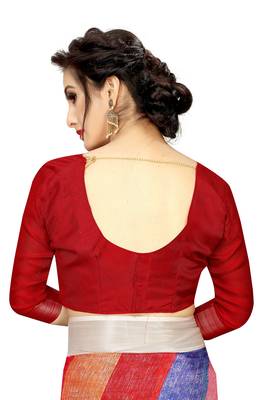 White Woven Linen Saree With Blouse 4