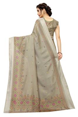 Chiku Woven Linen Saree With Blouse 5