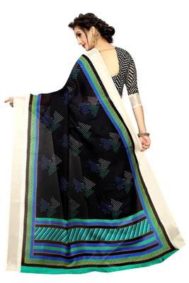 Black Woven Linen Saree With Blouse 3