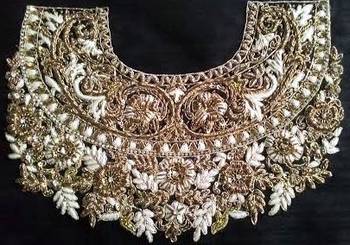 Heavy hand-embroidered un-stitched black dupion silk material blouse 1