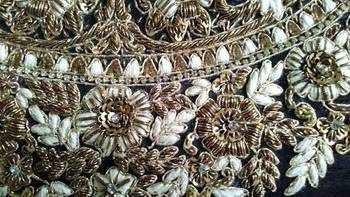 Heavy hand-embroidered un-stitched black dupion silk material blouse 2