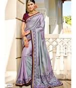 Purple Embroidered Cotton Silk Saree With Blouse