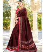 Maroon Embroidered Cotton Silk Saree With Blouse