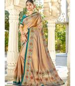 Beige Embroidered Cotton Silk Saree With Blouse