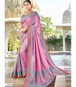 Pink Embroidered Cotton Silk Saree With Blouse