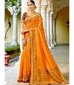 Yellow Embroidered Cotton Silk Saree With Blouse
