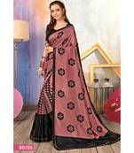 Pink Printed Cotton Silk Saree With Blouse