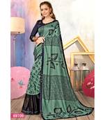 Green Printed Cotton Silk Saree With Blouse