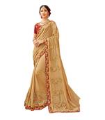 Beige Embroidered Cotton Silk Saree With Blouse