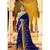 Blue Embroidered Cotton Saree With Blouse