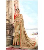 Beige Embroidered Cotton Saree With Blouse