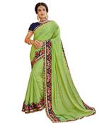 Green Embroidered Cotton Silk Saree With Blouse