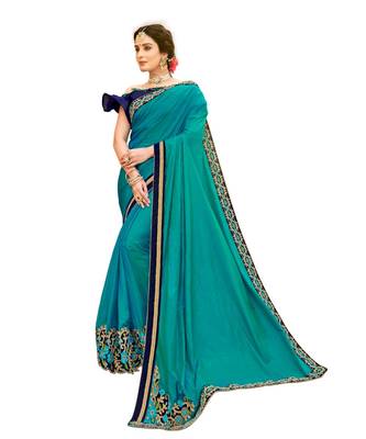 Blue Embroidered Cotton Silk Saree With Blouse 1