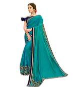 Blue Embroidered Cotton Silk Saree With Blouse