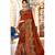 Orange Embroidered Silk Blend Saree With Blouse