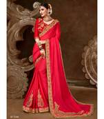Pink Embroidered Silk Blend Saree With Blouse
