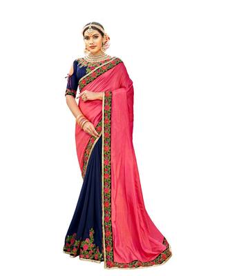 Pink Embroidered Cotton Silk Saree With Blouse 1