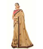 Beige Embroidered Cotton Silk Saree With Blouse