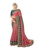 Pink Embroidered Cotton Silk Saree With Blouse