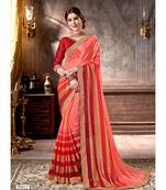 Orange Printed Viscose Rayon Saree With Blouse