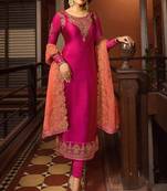 Rani-pink embroidered santoon salwar