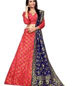 Pink Printed Jacquard Semi Stitched Lehenga