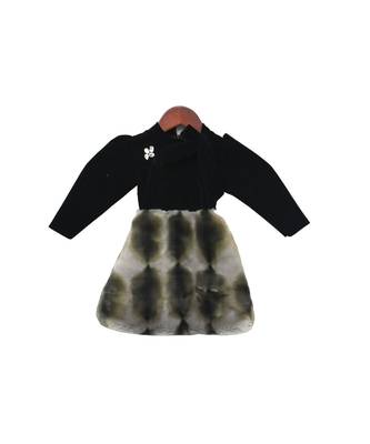 Black Velvet with Shaded Fur Dress 1