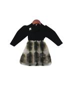 Black Velvet with Shaded Fur Dress