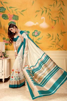 Chiku Woven Khadi Saree With Blouse 4