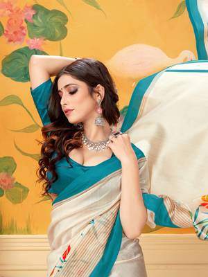 Chiku Woven Khadi Saree With Blouse 5