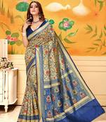 Blue Woven Silk Blend Saree With Blouse