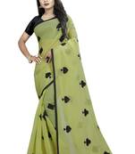 Mehendi embroidered chanderi saree with blouse