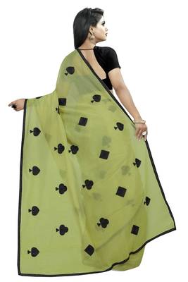Mehendi embroidered chanderi saree with blouse 2