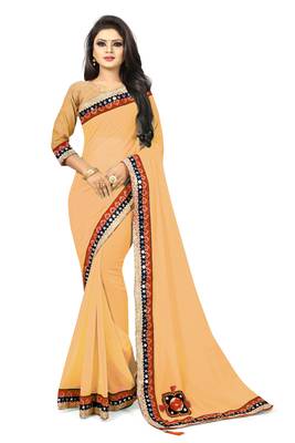 Cream woven organza saree with blouse 1
