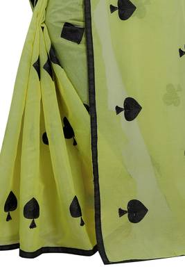 Mehendi embroidered chanderi saree with blouse 5