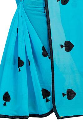 Sky blue embroidered chanderi saree with blouse 5