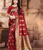 Maroon Woven Jacquard Saree With Blouse