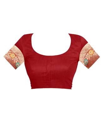 Maroon Woven Jacquard Saree With Blouse 5