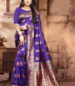 Purple Woven Jacquard Saree With Blouse