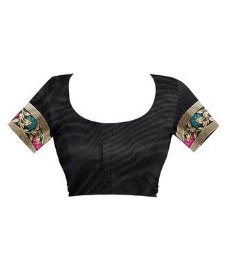 Black Woven Jacquard Saree With Blouse 5